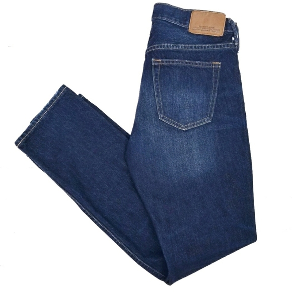 Old Navy Mens Slim Boot Jean Size 30x30 Dark Wash Distressed Blue Denim Pants - Picture 3 of 8